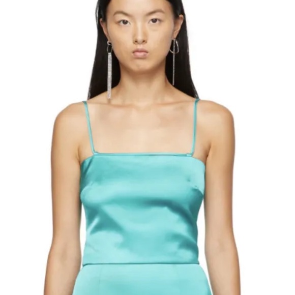 NWT GAUGE81 SSENSE Exclusive Turquoise Blue Satin ‘Turin’ Top Size S - Picture 2 of 9